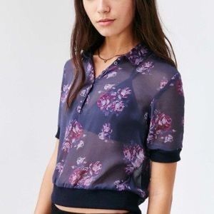 UO Cooperative Floral Mesh Blouse